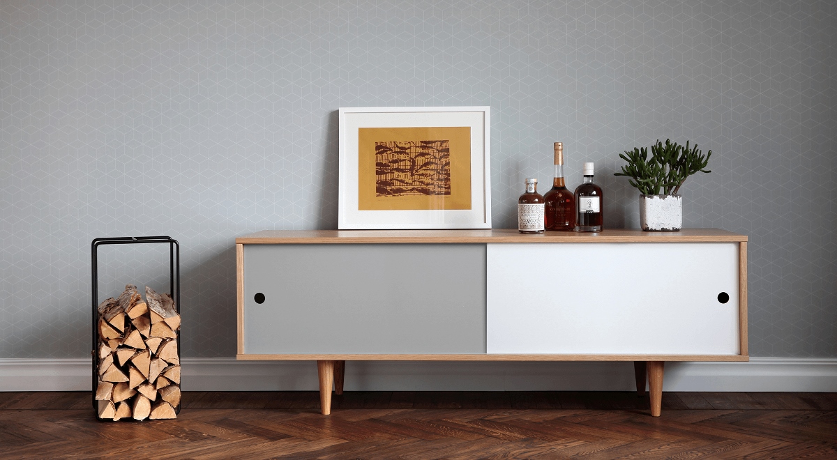 Cosmo low sideboard with Scandinavian design in wood