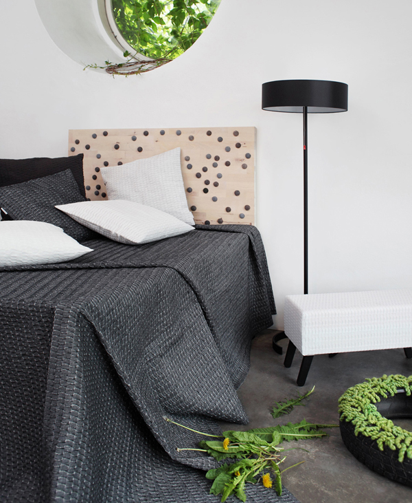 FLY gray linen-cotton bedspread