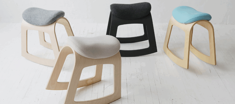 Ergonomic office stool made of birch wood