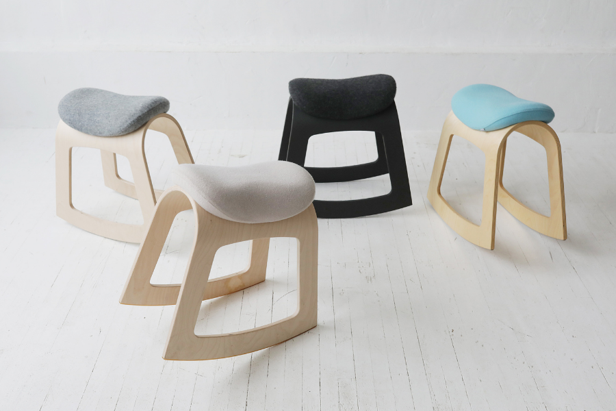 Ergonomic office stool made of birch wood